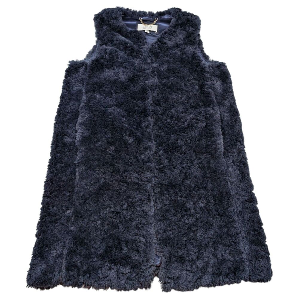J. Crew Factory Dark Blue Faux Fur Vest